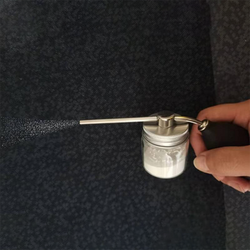 Powder Pump with Jar Q-128 - Powder Pump Jar with Silicone Dispenser – Clear Refillable Cosmetic & Skincare Powder Container with Long Silver Nozzle